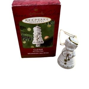 2001 Hallmark Godchild Porcelain Bell Christmas Ornament